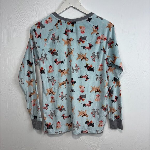Cuddl Duds Pajama Sleep Shirt Blue Fleece Long Sleeve Pullover Dogs Puppies Top - Picture 4 of 4
